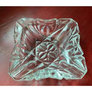 Vintage Cigar Cigarette Ashtray Cut Crystal Art Vintage 6 Inch Clear Gift Idea